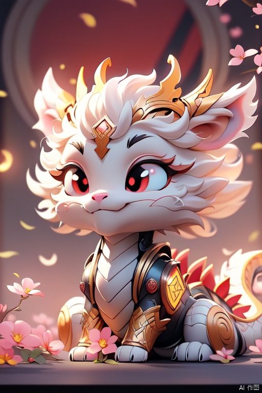  Chinese dragon, looking at the audience, red eyes, detailed eyes, threatening gaze, sinister smile, high detail, high quality, 4k, art, detailed face, (\ longyunheng tong \), Chinese dragon, embroider, Furry Girl, 1GIRL, Pink Mecha