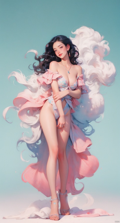  (full body:1.1),masterpiece,bestquality,8k,officialart,cinematic light,ultrahighres,movie perspective, advertising style, magazine cover
offcial art, colorful, Colorful background, splash of color A beautiful woman with delicate facial features, big breasts,full body,sexy pose,smile,
(wavy hair:1.1),drop earrings,necklace,shiny skin,look at view, ((ink)),(water color),