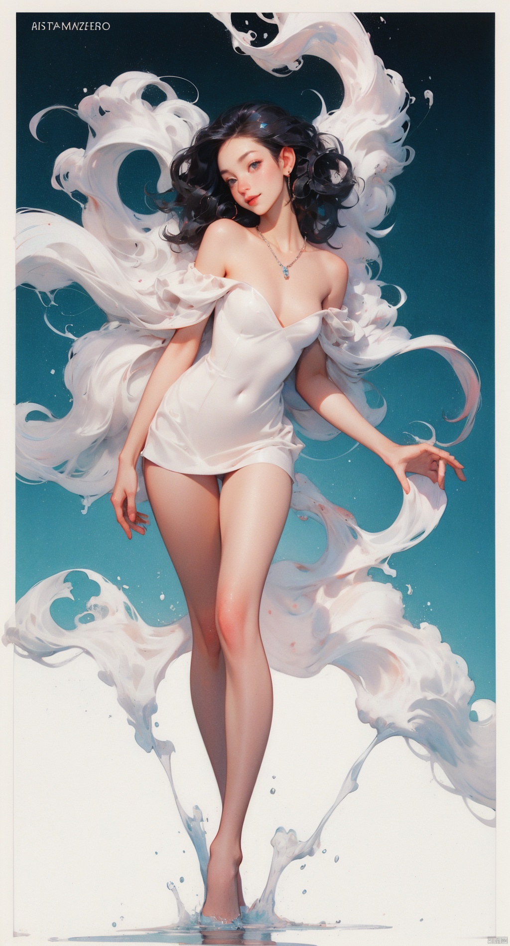  (full body:1.1),masterpiece,bestquality,8k,officialart,cinematic light,ultrahighres,movie perspective, advertising style, magazine cover
offcial art, colorful, Colorful background, splash of color A beautiful woman with delicate facial features, big breasts,full body,sexy pose,smile,
(wavy hair:1.1),drop earrings,necklace,shiny skin,look at view, ((ink)),(water color),