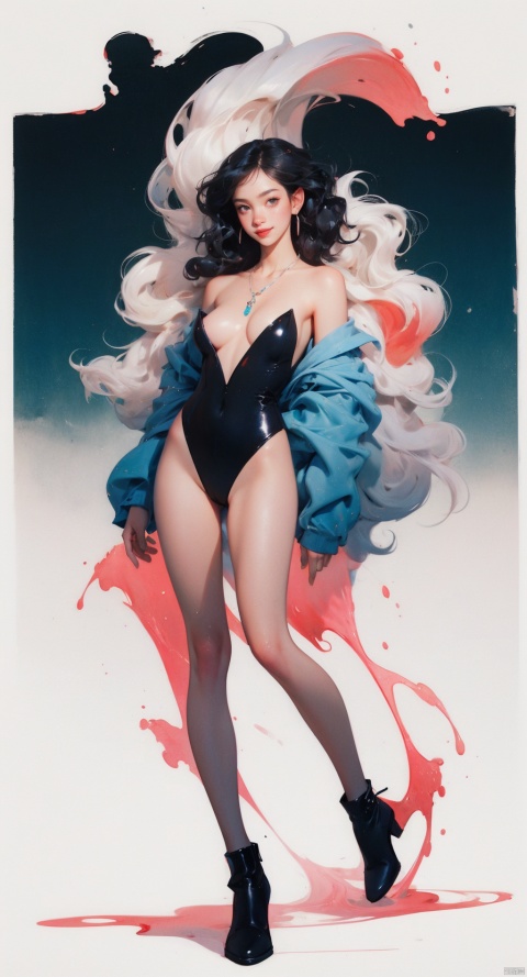  (full body:1.1),masterpiece,bestquality,8k,officialart,cinematic light,ultrahighres,movie perspective, advertising style, magazine cover
offcial art, colorful, Colorful background, splash of color A beautiful woman with delicate facial features, big breasts,full body,sexy pose,smile,
(wavy hair:1.1),drop earrings,necklace,shiny skin,look at view, ((ink)),(water color),