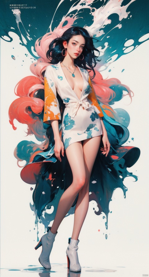  (full body:1.1),masterpiece,bestquality,8k,officialart,cinematic light,ultrahighres,movie perspective, advertising style, magazine cover
offcial art, colorful, Colorful background, splash of color A beautiful woman with delicate facial features, big breasts,full body,
(colorful hair:1.1),drop earrings,necklace,shiny skin,look at view, ((ink)),(water color),girl