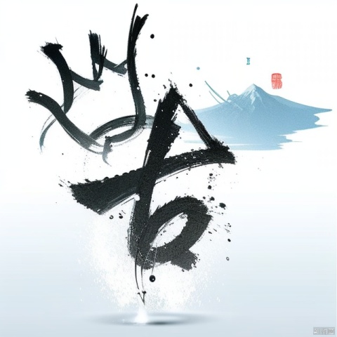 Mountain, water, boat, lotus leaf, fish, Ink scattering_Chinese style