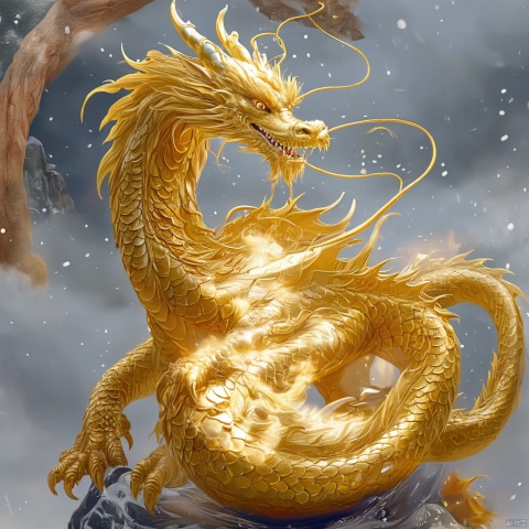  eastern_dragon,looking at viewer,highres,(Golden yellow:1.2),full_body,Roll up