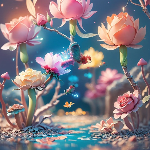  Light up the colorful mushroom forest,Light up the colorful Roses,High quality, ultra-clear picture quality,8k