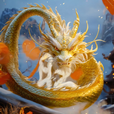  eastern_dragon,looking at viewer,highres,Golden yellow,