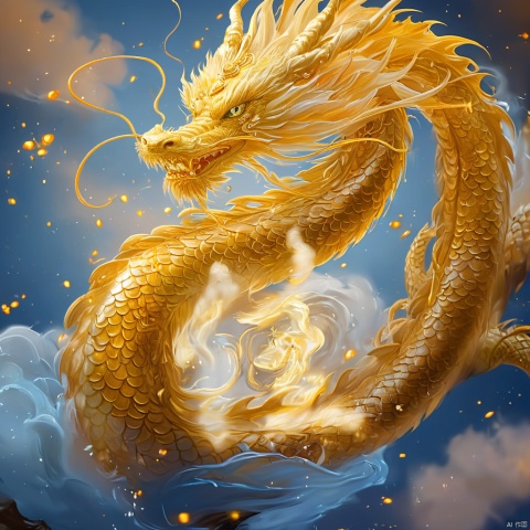  eastern_dragon,looking at viewer,highres,(Golden yellow:1.2),full_body,Roll up