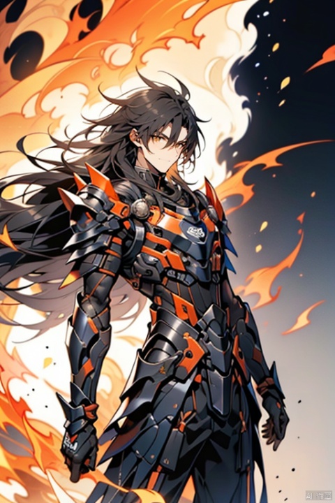  messy black hair,orange eyes,slim,tall,long
hair, Battle Armor,fire,1 male,strong









