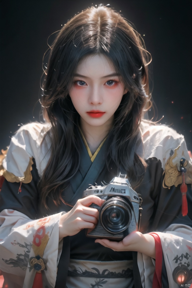  1girl,asian,smile,dressed,realistic,camera,(minimalism:1.3),(chinese shanhaijing),(a monster myth :1.5),mmortal beast from mythology,Chinese classical patterns,Taoism of chinese,themes such as the power of the subconscious mind,dreams,death,eroticism,Freudian symbolism,and the intersection between human and animal are often explored in surrealist photo,8k,digital art,macro photo,quantum dots,sharp focus,dark shot,cinematic,style by H.R. Giger,fear,a tense expression,,