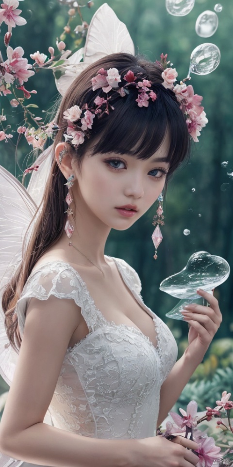  (1girl:1.2),Chinese girls,stars in the eyes,(pure girl:1.1),(white dress:1.1),(full body:0.6),There are many scattered luminous petals,bubble,contour deepening,(white_background:1.1),cinematic angle,,underwater,adhesion,green long upper shan, 21yo girl,jewelry, earrings,lips, makeup, portrait, eyeshadow, realistic, nose,{{best quality}}, {{masterpiece}}, {{ultra-detailed}}, {illustration}, {detailed light}, {an extremely delicate and beautiful}, a girl, {beautiful detailed eyes}, stars in the eyes, messy floating hair, colored inner hair, Starry sky adorns hair, depth of field, large breasts,cleavage,blurry, no humans, traditional media, gem, crystal, still life, Dance,movements, All the Colours of the Rainbow,zj,
simple background, shiny, blurry, no humans, depth of field, black background, gem, crystal, realistic, red gemstone, still life,
, wings, jewels
 1girl,Fairyland Collection Dark Fairy Witch Spirit Forest with Magic Ball On Crystal Stone Figurine, 
