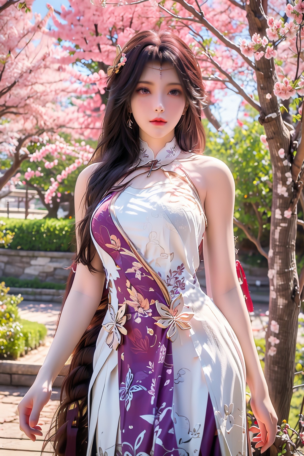  Real scene, 8K quality, super detail, beautiful and sexy girl, beautiful curve, perfect proportion, fair skin, necklace, full-length photos, colorful, various postures, flowers, gardens, flowers, cherry blossoms, roses.Tall and long-legged