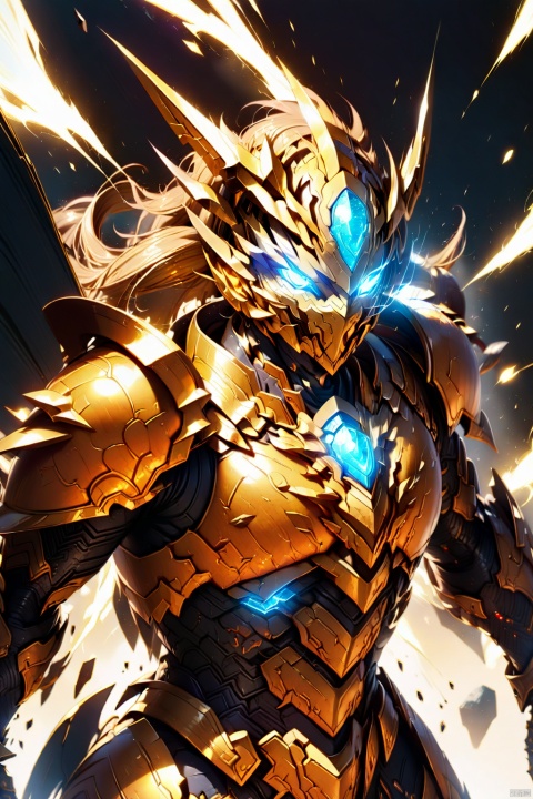  (masterpiece) , (best quality), photorealistic, Octane rendering, (art of light novel, 1.2) , perfect features,only, Studio lighting,ray tracing
(Golden space),(Golden meteor,Golden lightning:1.4)
(1 boy),(dragon full Masked),(dark golden armour:1.4),blue glowing eyes,,(Kamen Rider:1.1),(face close-up:1.2)
straight-on,(stand :1.2),(upped body:1.3), kaijia
Original, extremely detailed wallpaper, highly detailed illustrations, (best lighting) , (super-complex details) , 4K unified, (super-detailed CG: 1.2) , (8K: 1.2),, mecha