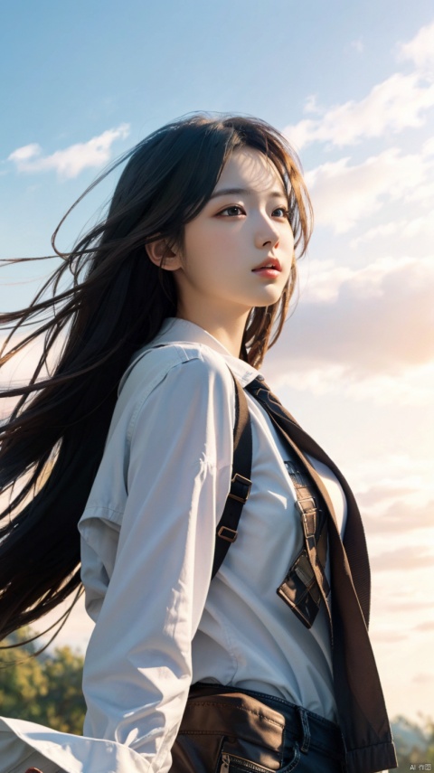  (((masterpiece))),((extremely detailed CG unity 8k wallpaper)),best quality,high resolution illustration,1girl,Long hair, blown by the wind, holding a mini handheld fan