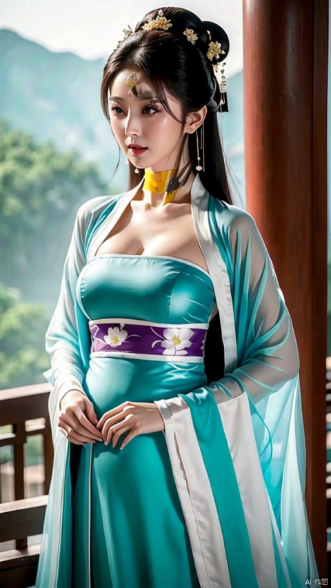 8k,RAWphoto,bestquality,masterpiece,realistic,photo-realistic,Bestquality,masterpiece,realistic,4k,Agirl,36yearsold,silveryChinesestyledress,Hanfu,LittleSmile,standing,cameltoe,pregnant,Girl,E_cup,blackhair,longlegs,eyecontact,hairtucking,cleavage,lookingup,onsen,takeoffclothes,敞开外衣