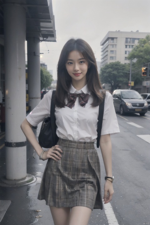  masterpiece,bestquality,realistic,8k,officialart,ultrahighres,2girls,teenager,kawaii,skinny,beautifly face,seductive smile,short sleeves,jk_style,jk_skirt,jk_shirt,(striped),jk_bow,outdoors,,slim legs,white pantyhose,brown shoes,perfect waist to hip ratio,fashionable accessories,,,multiple girls,skirt,2girls,black hair,school uniform,bag,looking at viewer,brown eyes,cosplay,hair ornament,smile,plaid skirt,long hair,watch,realistic,lips,bracelet,shirt,backpack,brown hair,real world location,solo focus,