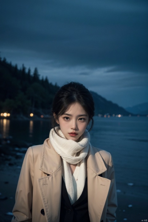  
(not looking at the audience: 1.5),scarf,portrait of 1girl by Bill Henson,Black Cashmere coat,masterpiece,best quality,highres,2girls,flora,snowing,bokeh,low contrast,sharp and in focus,(art by Chris Friel:1.2),half body,(night),sad,melancholy,drillhair,wind,cinematic_angle,(cinematic tone:1.2),mountaintop,cowboy shot,floating hair,rule of thirds,ice lakel, 