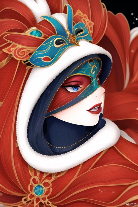  masquerade ,Opera Masked:2, Opera ,jantique, white background, illustration