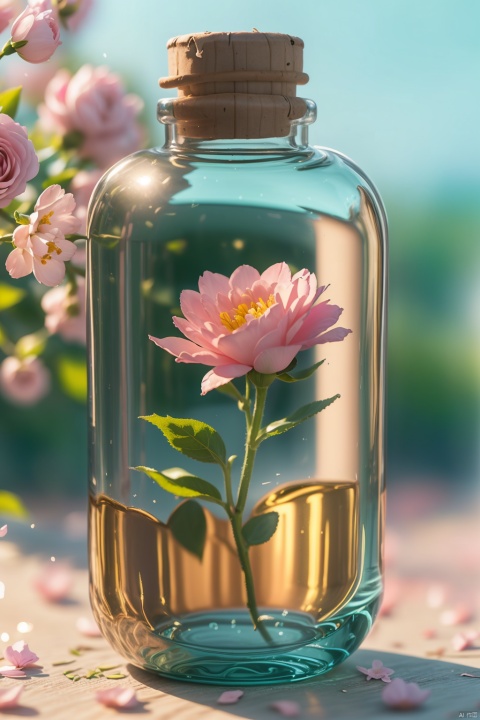  Flower, Artist Name, Blur, Depth of Field, Blur Background, Bottle, Gem, Jar, Beauty in the Bottle, Sleeping Beauty, Beauty in the Bottle, Beauty in the Bottle, Women in the Bottle, Women in the Bottle, 1girl, Light master, pink fantasy