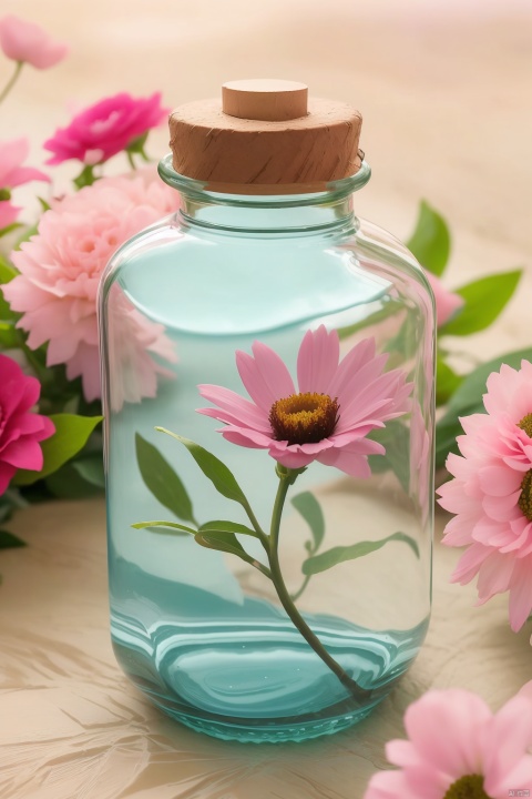  Flower, Artist Name, Blur, Depth of Field, Blur Background, Bottle, Gem, Jar, Beauty in the Bottle, Sleeping Beauty, Beauty in the Bottle, Beauty in the Bottle, Women in the Bottle, Women in the Bottle, 1girl, Light master, pink fantasy