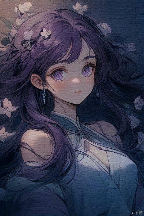  goddesss,gentle,Surrounded by flowers, 1girl, yunxi,, yunxi,1girl, sexy, purple hair