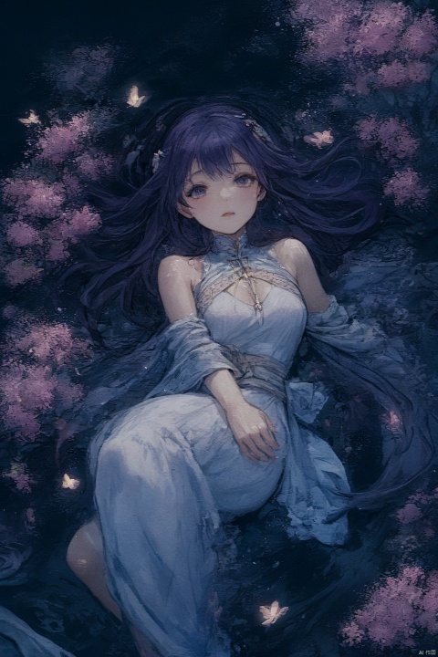  goddesss,gentle,Surrounded by flowers, 1girl, yunxi,, yunxi,1girl, sexy, purple hair