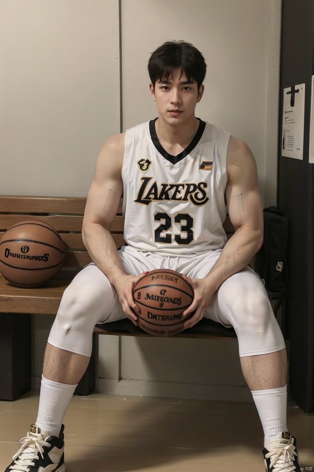  Facing the viewer ,Handsome male, male focus, topless , realistic, sitting on the bench,basketball playground,playing basketball,woods background 
, brown hair, white leggings,The best quality, masterpiece, ultra high resolution, gym lockerroom background,
strong as physique, hairy,fade,huge,brawny arms,mature man, middle-aged, looking horny, with thick thighs, thick arms, White shorts,bulgeJ8,hunky,Muscular Male,midjourney,mature male,asian,white socks,looking at camera, big pecs, sticking tongue out, arms tied in a chair, bruises, begging, lockerroom, sports shorts, dim light，pouring cum on face