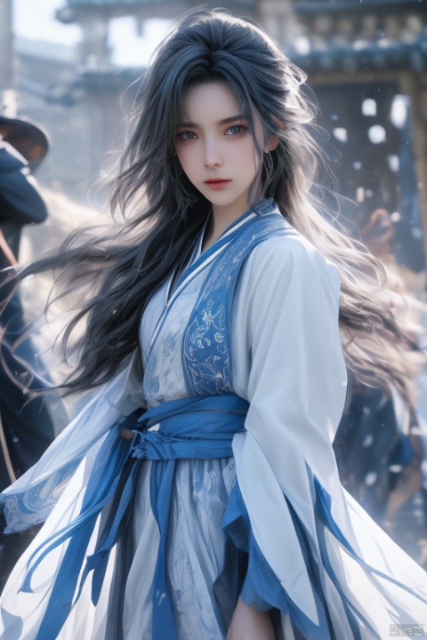  Red Hanfu,High detailed,masterpiece,Cowboy lens,A girl,solo, (female focus::1.4),bangs,Gray hair,long hair,Hold a sword,Scabbard,Blue splash ink,Blue energy vortex,Blue light painting,fine gloss,Architecture,Ancient Chinese architecture, (Night::1.3),Starry sky,Full moon,Film and television style,ray tracing,motion blur,Depth of field,sparkle,Surrealism,Conceptual art,reflection light,UHD,8K,best quality,textured skin,1080P,ccurate