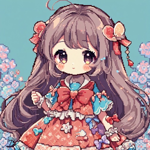 1girl,cute,Pixel art,simple background,masterpiece,best quality,very aesthetic,extremely detailed