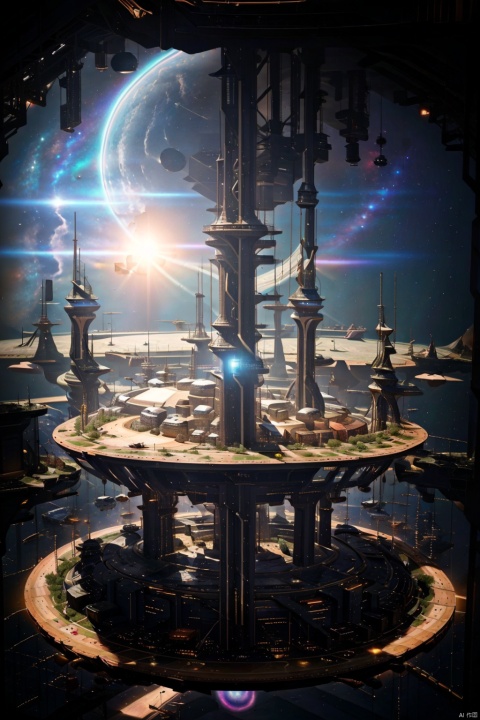  Panorama, Universe, Sky, Planet, Sun, Cities Floating in the Universe, Sci-Fi Scene 0.5, Holographic Display 0.5, Cosmic Nebula 0.5, Ray 0.5, Cyberpunk 0.5, Dreampunk 0.5, Sci-Fi Architecture 0.5, Realistic 1.4, Cool, Highest Quality, Highest picture quality, 8k resolution, super resolution, detail, super detail, high detail, perfect detail