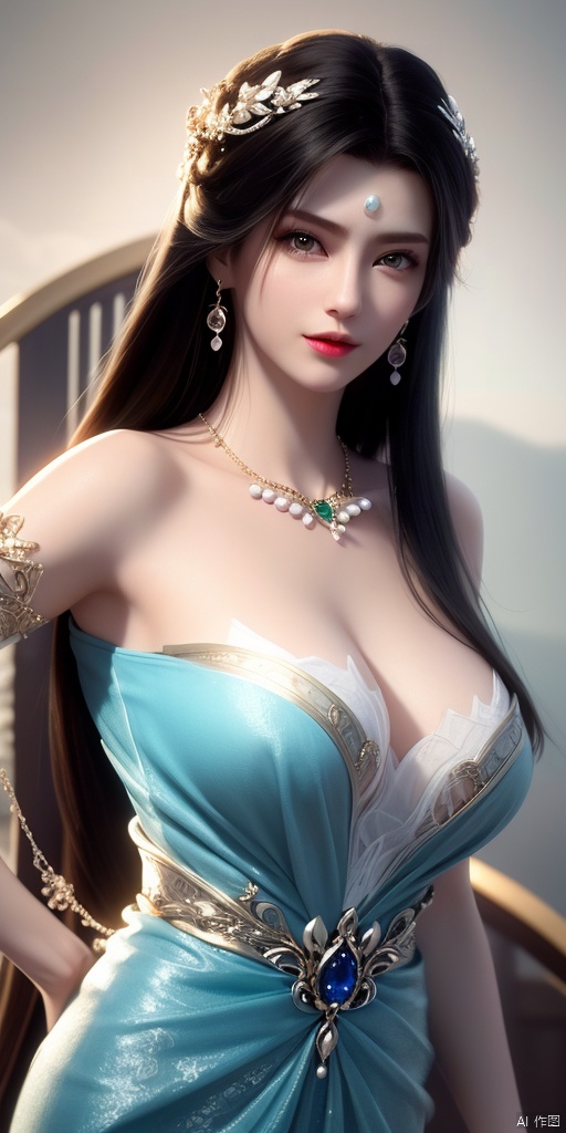  ultra realistic 8k cg, picture-perfect face, flawless, clean, masterpiece, professional artwork, famous artwork, cinematic lighting, cinematic bloom, perfect face, beautiful face, beautiful eyes, fantasy, dreamlike, unreal, science fiction, huge breasts, beautiful clothes, absurdly long hair, very long hair, (rich:1.4), prestige, luxury, jewelry, diamond, gold, pearl, gem, sapphire, ruby, emerald, intricate detail, delicate pattern, charming, alluring, seductive, erotic, enchanting, hair ornament, necklace, earrings, bracelet, armlet,((1girl, light_skinned_dress))