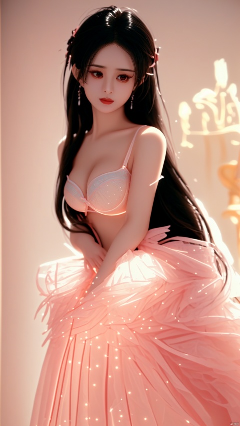 漂亮的美丽女孩儿。1girl. "Evening glow."pink room.
Very beautiful girl. ."Showing cleavage."
Upper body short . Short-haired.
Illuminated accents on the body.
Illuminated accents on the clothes.
Illuminated accents on the bra.
Illuminated accents on the haired.

Illuminated accents on the body.
Illuminated accents on the clothes.
Illuminated accents on the bra.
Illuminated accents on the haired.