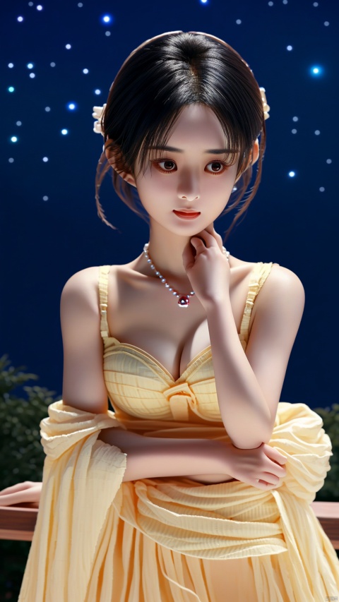 漂亮的美丽女孩儿.。1girl. ..on the night sky.
Elevation shots.Necklace bracelet.
Very beautiful girl. .。."Showing cleavage."
looking down.mini bra.
Upper body short . Short-haired.