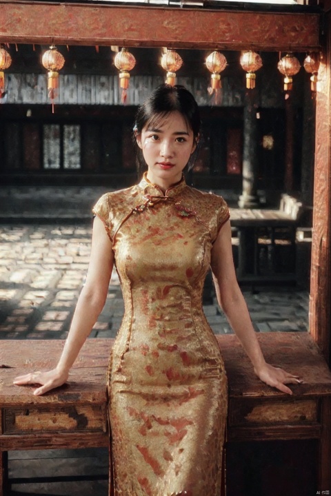  (global illumination, reality,ray tracing, HDR, unreal rendering, reasonable design, high detail, masterpiece,best quality, ultra high definition, movie lighting),
1girl,outdoor,looking_at_viewer,side_blunt_bangs,china_dress,chinese_style,big breasts,pose,solo,1girl,black hair,black eyes,cheongsam