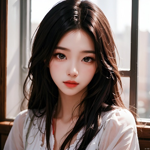 High quality, ultra detail, masterpiece, 8k, a young Chinese girl, her long hair fluttering, her eyes full of desire for love, yearning for youth.