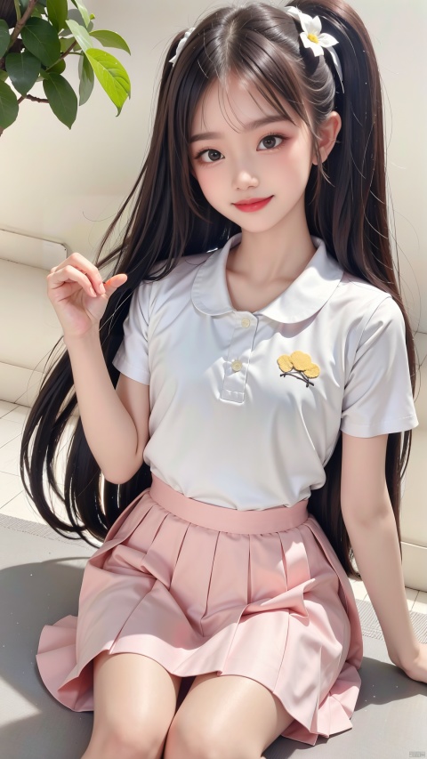 High quality, ultra detail, masterpieces, 8K, best ratio of four fingers and thumb, best ratio of thigh and calf,best ratio of four fingers to thumb,A beautiful little Chinese girl in a white transparent skirt, eye-catching. Her long hair fluttered, her eyes were as bright as stars, and her smile was bright and charming. The skirt was embroidered with flowers, showing off the charm of women., wwcgirl