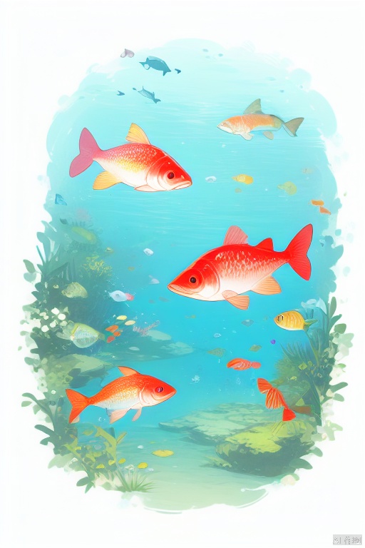 children,catching fish,cute,illustration style,artist:nano