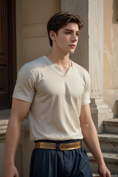  ((masterpiece)), ((best quality)), ((illustration)), extremely detailed,
(2 boys:1.2 ),Junior,2 tall thin young Roman Junior man stands on the steps,, （Apollo's Belt:0.5),
photorealistic, Achilles, realistic, movie,
thin, MenEro, Handsome Boy, ,young faces,
(16 years old Nicholas Galitzine:0.75)
(Tom Cruise:0.26), chengse