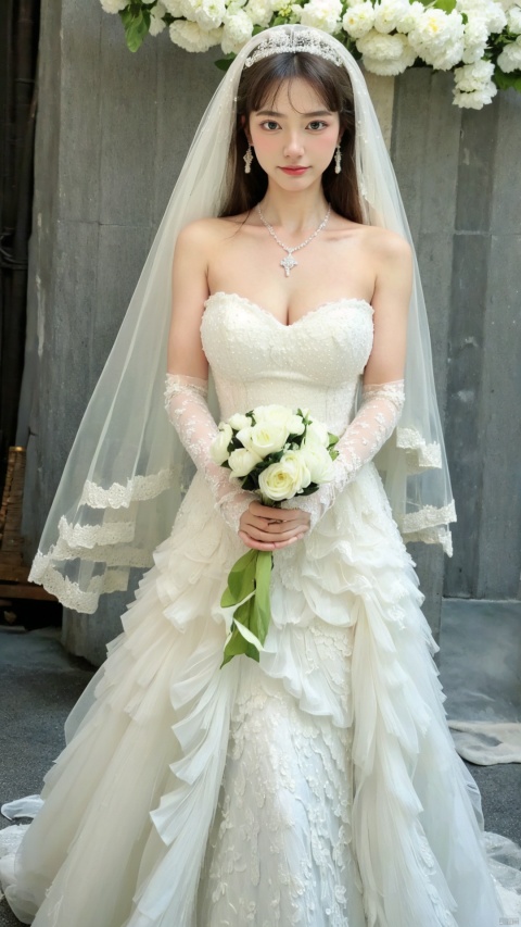  (beautiful, best quality, high quality, masterpiece:1.3)
,solo, solo focus,
huge breasts,Oval face, Water snake waist, big tits,big eye,
(green lace wedding dress:1.39), veil, wedding gloves, holding flowers,Crystal Earring, Crystal Necklace,
(no background),18yo girl, 1girl, nana, liuyan, jy