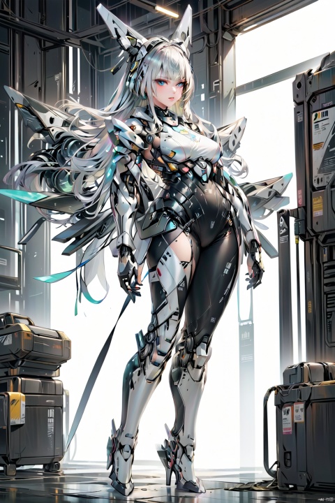 k-pop girl, wearing chubby bodysuit, anime waifu, high detail, gel coat, reflective clear iridescent, long transparent iridescent silver hair, artby serafleur from artstation, thick acrylic, illustration pixiv, gorgeous divine girl, best quality, super detailed, smart, beautiful face, straight face, full body, beautiful, mecha, light master, BY MOONCRYPTOWOW, TIANQIJI, holographic, Android and cyberpunk futuristic image,detail