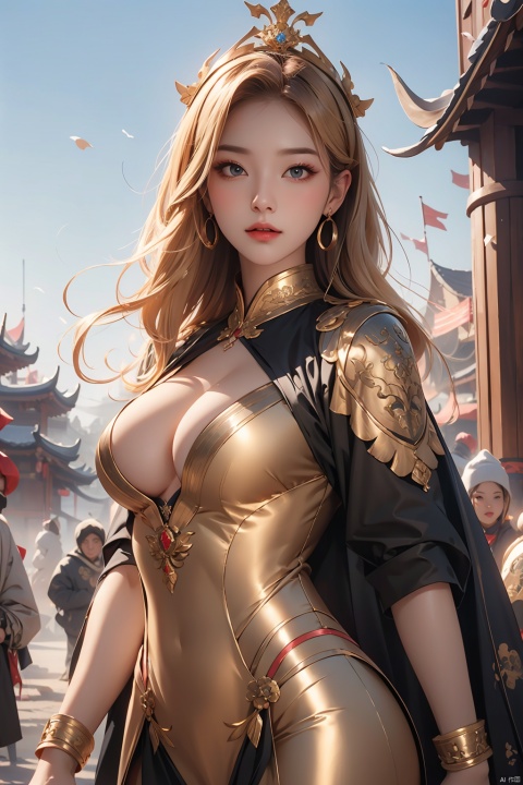 game potrait of Gorgeous goddess Athena with blonde hair, attractive, charming body, radiant, grace, battle suit ,domineering,dominant_female, big_breasts, 4k,High detailed, beauty, amazing, no head wear, taosu, mDragonNewYear