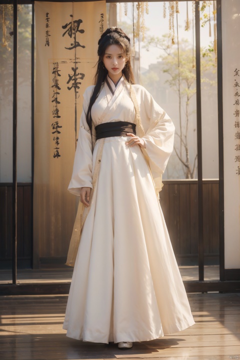  A girl wearing armor, Hanfu, floating in the air, game characters, Chinese characters, golden rune walls, best image quality, 3D rendering, looking up, ultra wide angle, female focus, full body, 16K, ultra high definition, high resolution, very detailed, best image quality,liruotong,(big_breasts:1.3), 1girl,moyou