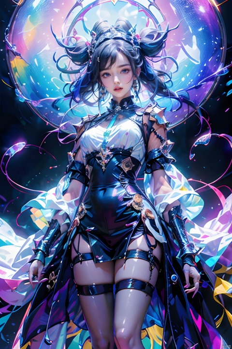  Best quality,masterpiece,transparent color PVC clothing,transparent color vinyl clothing,prismatic,holographic,chromatic aberration,fashion illustration,masterpiece,girl with harajuku fashion,looking at viewer,8k,ultra detailed,pixiv,
