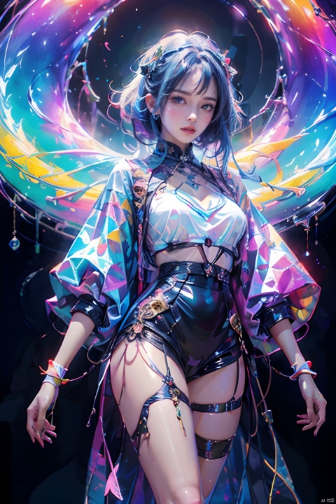  Best quality,masterpiece,transparent color PVC clothing,transparent color vinyl clothing,prismatic,holographic,chromatic aberration,fashion illustration,masterpiece,girl with harajuku fashion,looking at viewer,8k,ultra detailed,pixiv,
