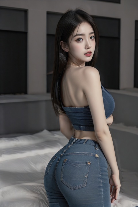  Best quality, very delicate and beautiful, shock, fine details, masterpiece, best quality, sideways, full buttocks, high chest, lovely, beautiful, detailed eyes, random hair, 1 girl, back to camera, city background