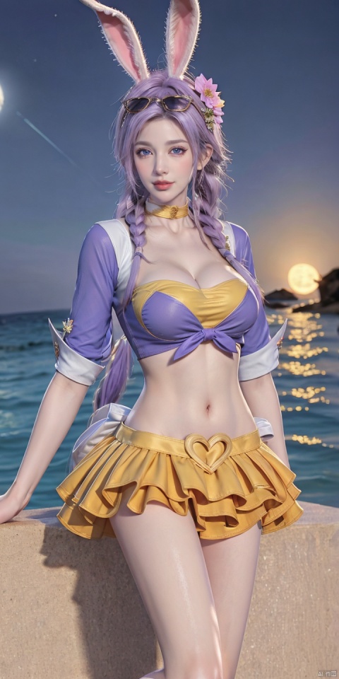  GSL,moon,night,scenery,star \(sky\),sky,night sky,full moon,starry sky,ocean,outdoors,horizon,tree,
1girl,solo,animal ears,rabbit ears,purple hair,skirt,eyewear on head,heart,braid,flower,navel,hair flower,looking at viewer,hair ornament,yellow skirt,twin braids,midriff,bracelet,jewelry,blue eyes,sunglasses,
shirt,tied shirt,choker,heart-shaped eyewear,belt,medium breasts,realistic,cropped jacket,crop top,white choker,
izayoi sakuya,bridal garter,miniskirt,(sitting:1.3), (raw photo:1.2),((photorealistic:1.4))best quality,masterpiece,illustration,an extremely delicate and beautiful,extremely detailed,CG,unity,8k wallpaper,Amazing,finely detail,masterpiece,best quality,official art,extremely detailed CG unity 8k wallpaper,absurdres,incredibly absurdres,huge filesize,ultra-detailed,highres,extremely detailed,beautiful detailed girl,cinematic lighting,1girl,pale skin,tall female,(perfect body shape),skinny body,Slender legs,, pale skin,tall man,long legs,thin leg,1girl, solo, long hair, breasts, looking at viewer, smile, bangs, blue eyes, skirt, large breasts, hair ornament, navel, animal ears, cleavage, jewelry, sitting, swimsuit, purple hair, flower, heart, bikini, earrings, outdoors, parted lips, sky, barefoot, choker, day, midriff, cloud, hair flower, nail polish, rabbit ears, bracelet, feet, blue sky, lips, toes, ocean, beach, sandals, sunglasses, red nails, eyewear on head, toenails, sand, toenail polish, purple bikini, bikini skirt, heart-shaped eyewear,nude,bare legs,topless,clothes removed,topless,