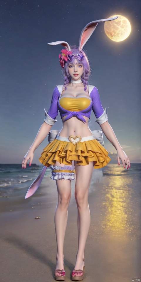  GSL,moon,night,scenery,star \(sky\),sky,night sky,full moon,starry sky,ocean,outdoors,horizon,tree,
1girl,solo,animal ears,rabbit ears,purple hair,skirt,eyewear on head,heart,braid,flower,navel,hair flower,looking at viewer,hair ornament,yellow skirt,twin braids,midriff,bracelet,jewelry,blue eyes,sunglasses,
shirt,tied shirt,choker,heart-shaped eyewear,belt,medium breasts,realistic,cropped jacket,crop top,white choker,
izayoi sakuya,bridal garter,miniskirt,(sitting:1.3), (raw photo:1.2),((photorealistic:1.4))best quality,masterpiece,illustration,an extremely delicate and beautiful,extremely detailed,CG,unity,8k wallpaper,Amazing,finely detail,masterpiece,best quality,official art,extremely detailed CG unity 8k wallpaper,absurdres,incredibly absurdres,huge filesize,ultra-detailed,highres,extremely detailed,beautiful detailed girl,cinematic lighting,1girl,pale skin,tall female,(perfect body shape),skinny body,Slender legs,, pale skin,tall man,long legs,thin leg,1girl, solo, long hair, breasts, looking at viewer, smile, bangs, blue eyes, skirt, large breasts, hair ornament, navel, animal ears, cleavage, jewelry, sitting, swimsuit, purple hair, flower, heart, bikini, earrings, outdoors, parted lips, sky, barefoot, choker, day, midriff, cloud, hair flower, nail polish, rabbit ears, bracelet, feet, blue sky, lips, toes, ocean, beach, sandals, sunglasses, red nails, eyewear on head, toenails, sand, toenail polish, purple bikini, bikini skirt, heart-shaped eyewear,nude,bare legs,topless,clothes removed,topless, WZRYgongsunliMJZX