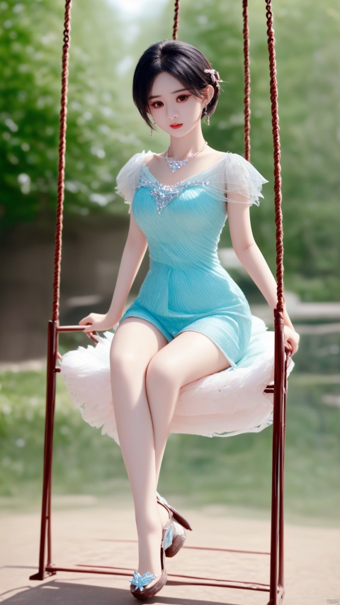 漂亮的美丽女孩儿。.
Very beautiful girl. "Gorgeous legs"
Upper body short . Short-haired.
"Crystal necklace"
"Swinging on a swing."