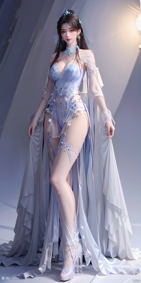  big breasts,long legs,full body,look at viewer,Jade foot,long hair,best quality,red lips,earrings,Open crotch stockings,big Ice Crystal Crown,veil,masturbation,standing,bikini