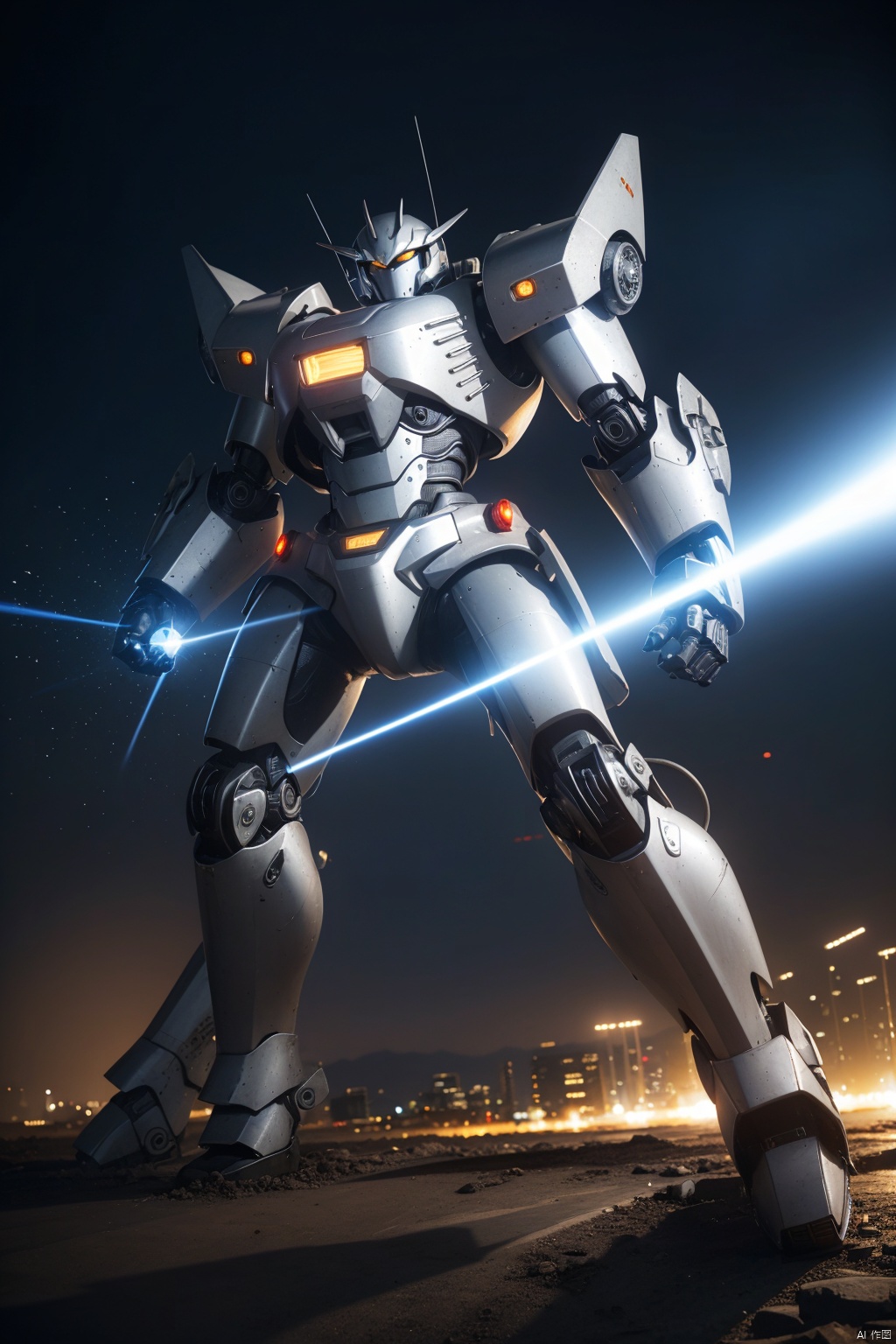 Masterpiece, high-quality, 8K, 1boy, streamlined design, high-strength metal armor, black and silver metal texture, complex patterns. Complex mechanical structure, blue energy light emitting from the chest, glowing special effects, complex arms, high-energy laser emitter on the arms,








, shanhaijing,mecha, mecha_robot, wasteland, lolsplashart, 1Man