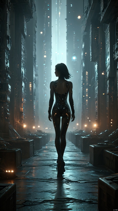 Very exquisite, 8K, beautiful: 1.2. A girl stands in the universe, wearing a tight fitting suit, ultra short skirt, high heels, big long legs, high details, complex details, ultra details, ultra clear, high-quality, overlooking the city, with a sense of technology, futuristic, starry sky, moonlight, and starlight. Standing on the top of the city, her whole body (revealing her lower body), silhouette, smile, horizon, cyberpunk, standing on the roof, looking at wide-angle shots from above, high angles, oil painting style, futuristic style, magical lighting, stunning visual effects background, space station, space elevator,