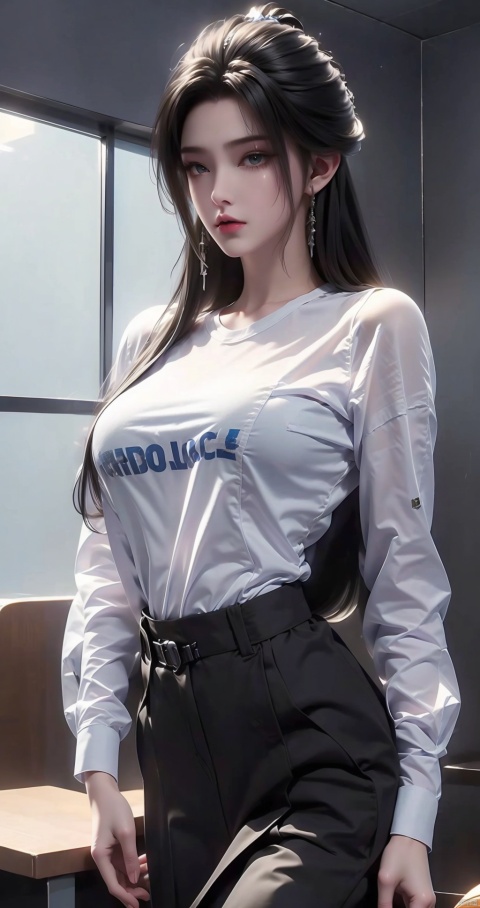  Police uniform, police officer clothes, details police clothes, indoor, police station, police station, underboob, shirt, , Esdeath, tutult, 1girl, qingyi